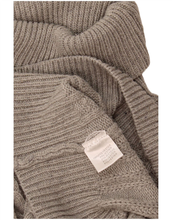 Vintage Dame Roll Neck Jumper Sweater UK 12 Medium Grey Polyester