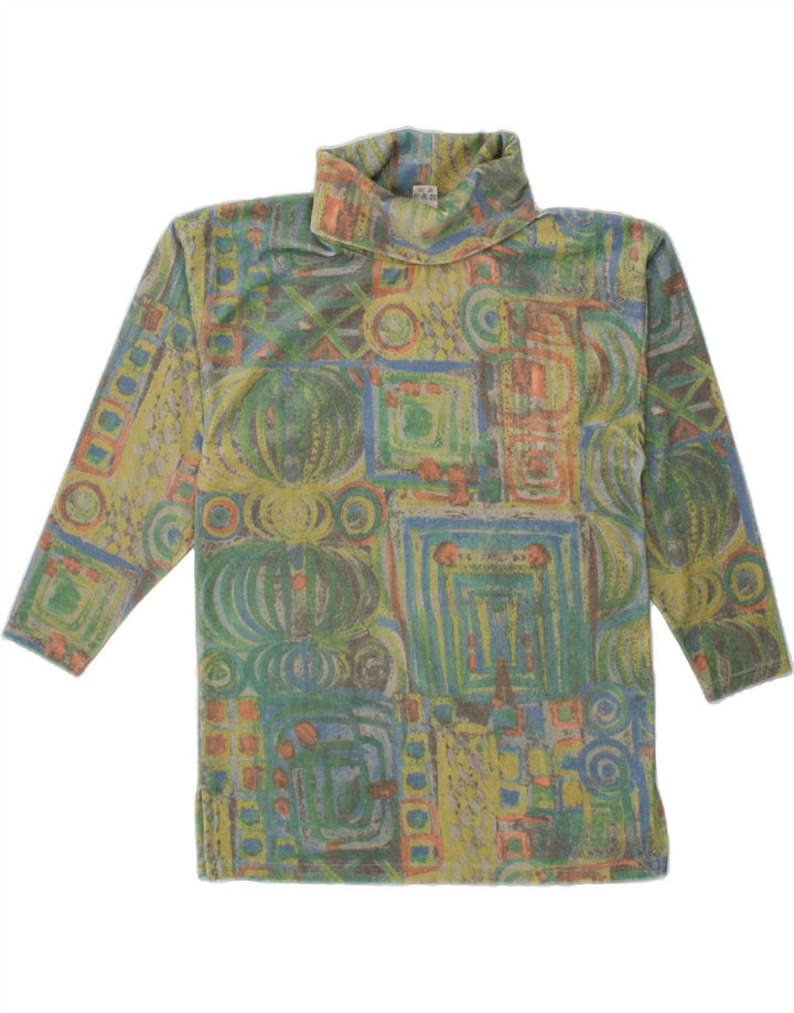 VINTAGE Dame Oversized Top Langærmet EU 36 Lille Flerfarvet