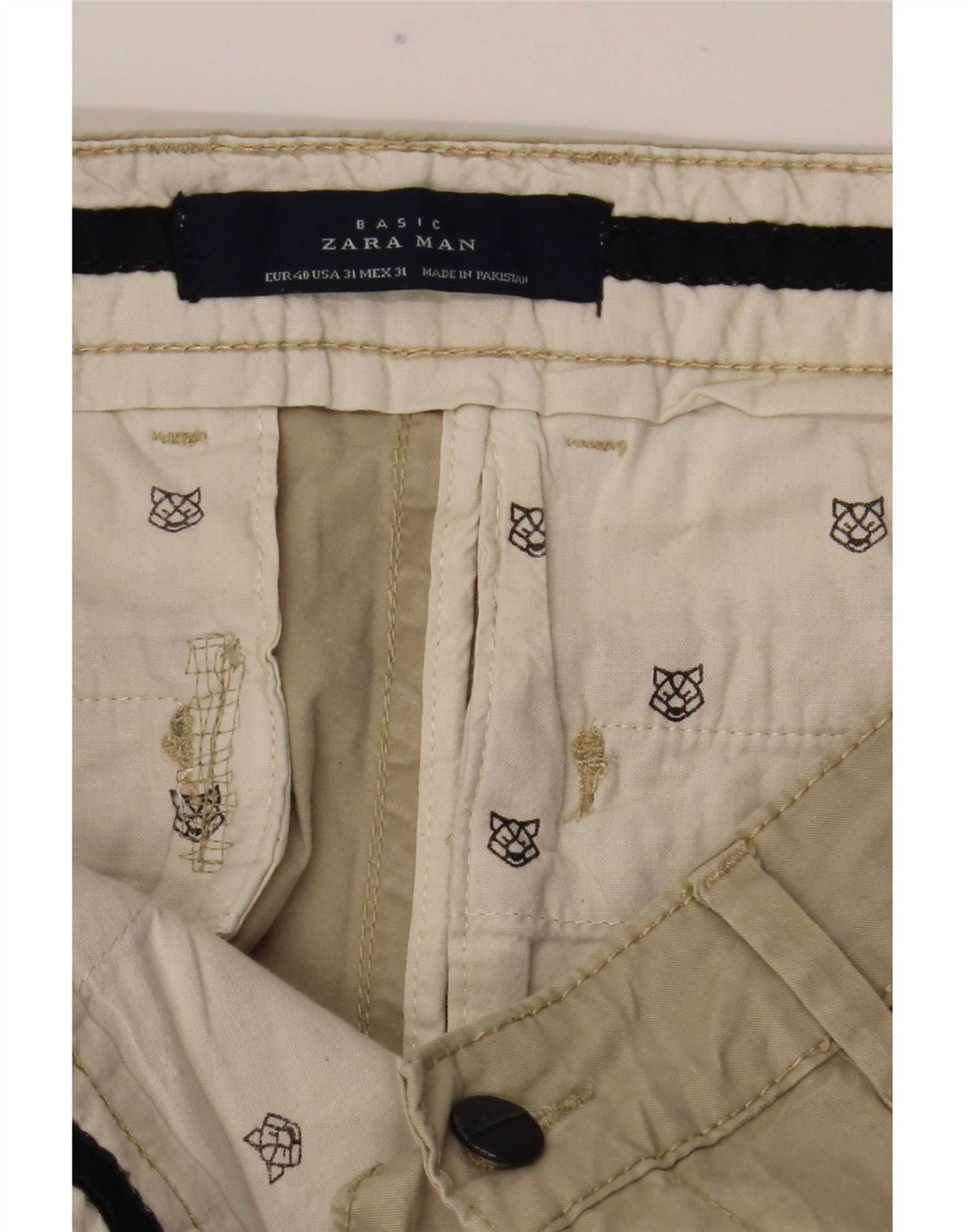 Zara Herre Slim Chino Bukser EU 40 Medium W34 L32 Beige