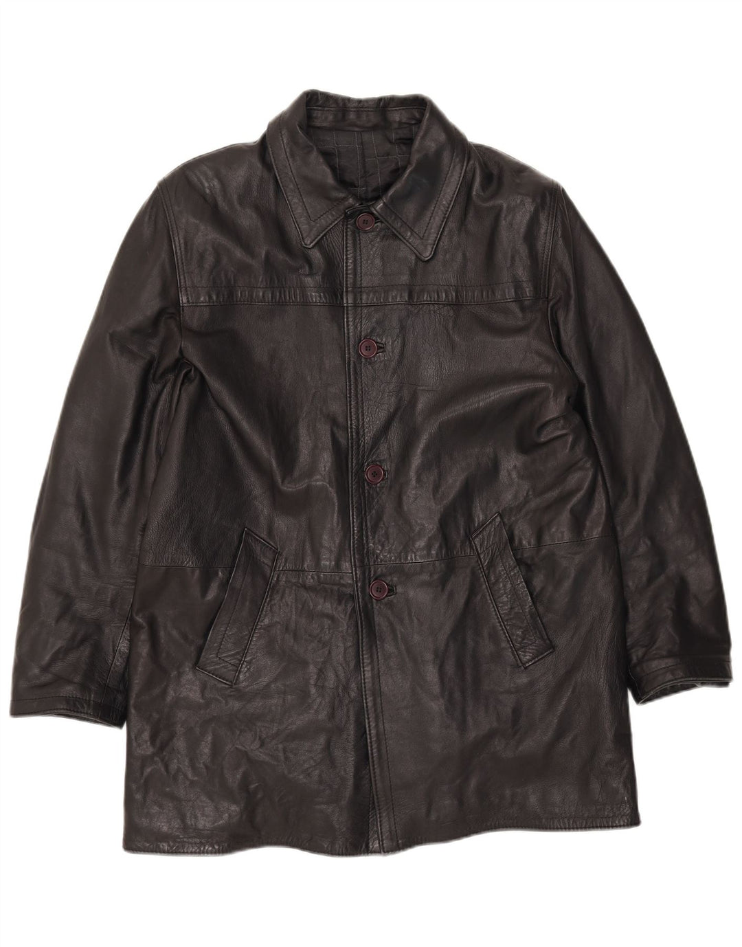 Vintage Herre Oversized Læderjakke UK 40 Stor Sort Læder