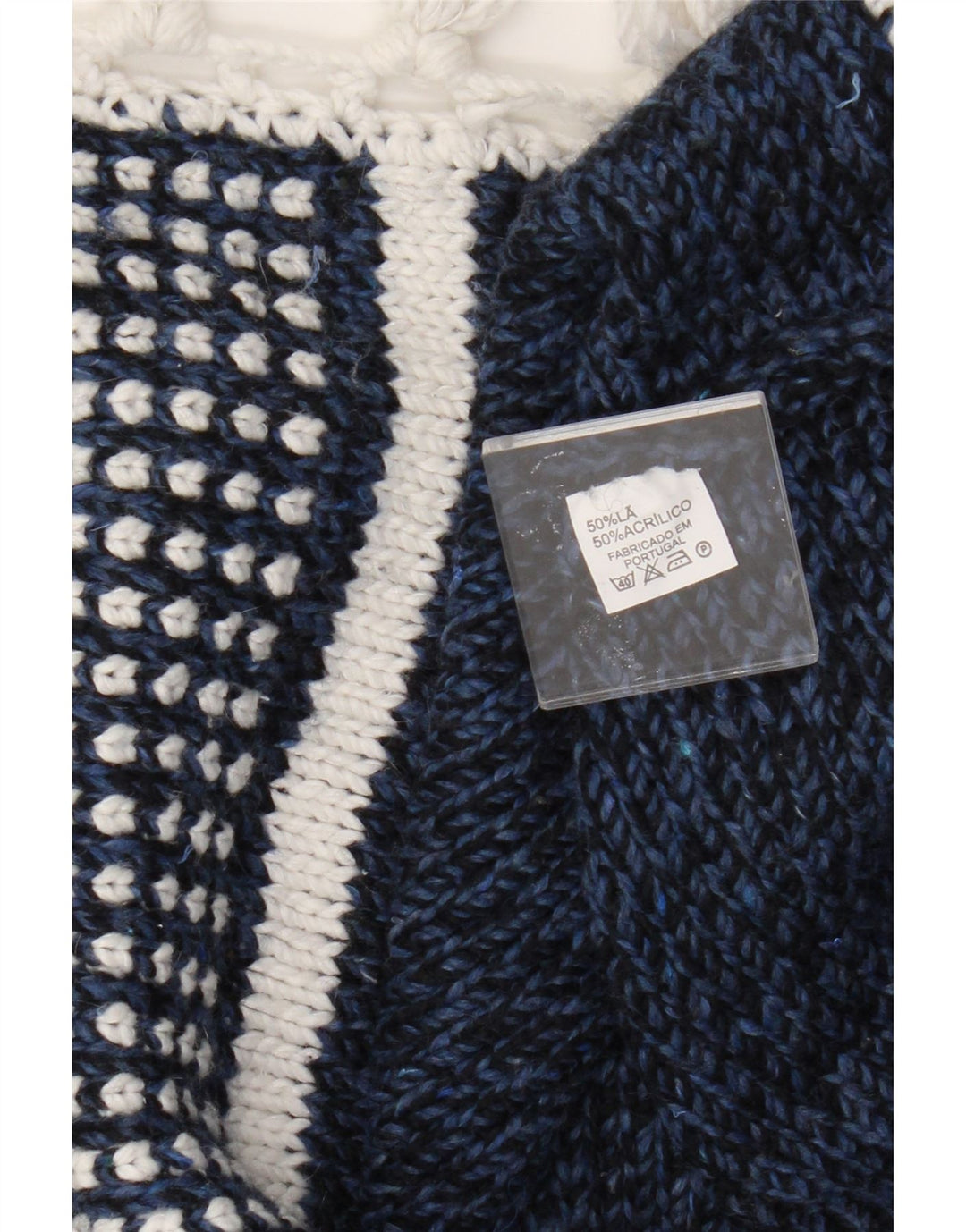 Vintage ponchotrøje til kvinder One Size blå stribet uld