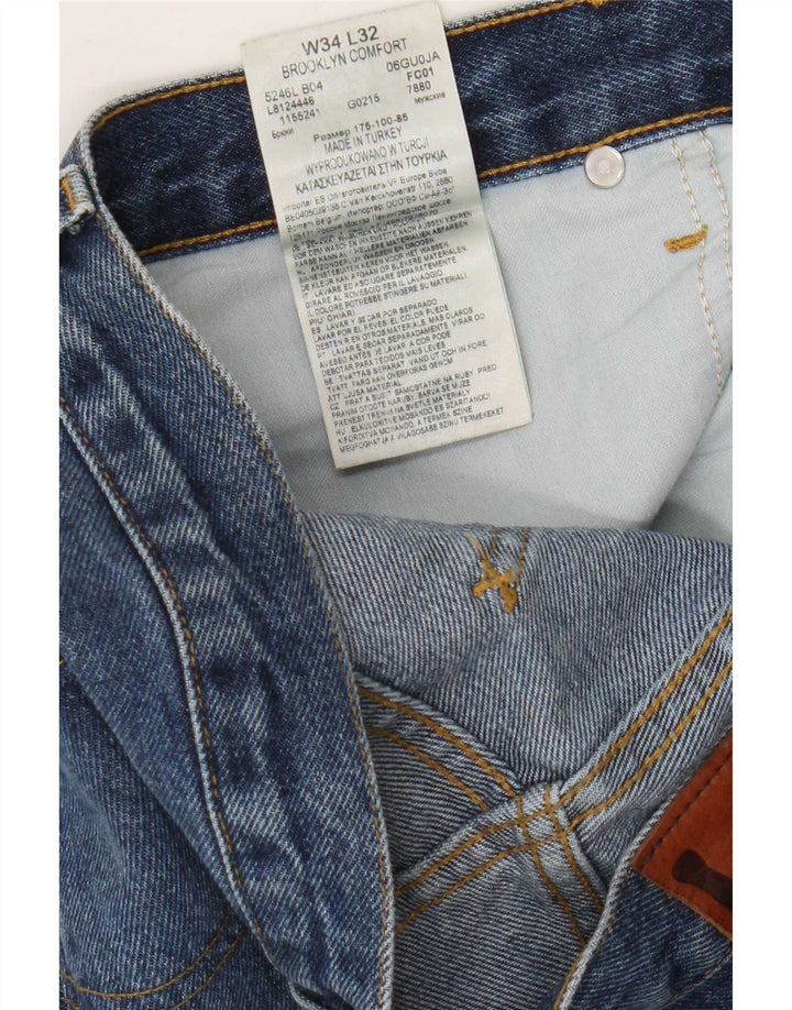Lee Mens Brooklyn Straight Jeans W34 L32 Blå Bomuld