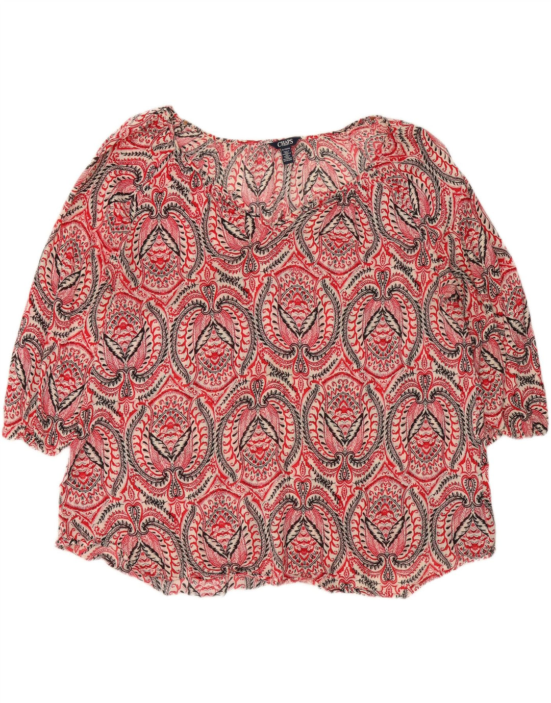 CHAPS Womens 3/4 Sleeve Blouse Top UK 18 XL Red Paisley Vintage Chaps and Second-Hand Chaps from Messina Hembry 