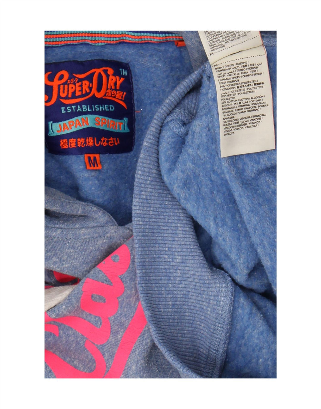 Superdry grafisk hættetrøje til kvinder UK 12 Medium Blue Polyester