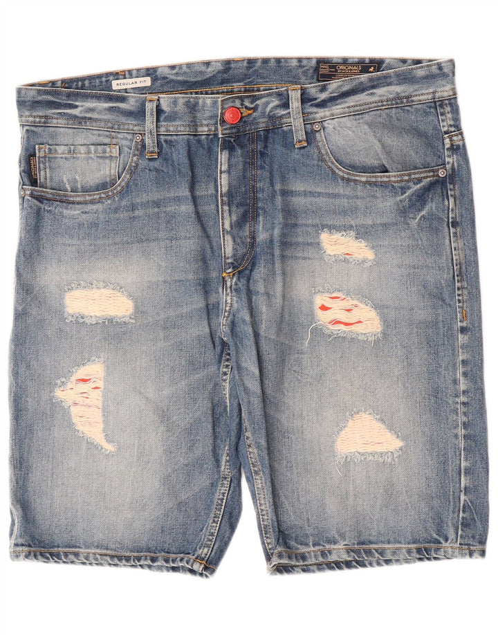 Jack & Jones Herre Distressed Regular Fit denimshorts W38 XL Blå