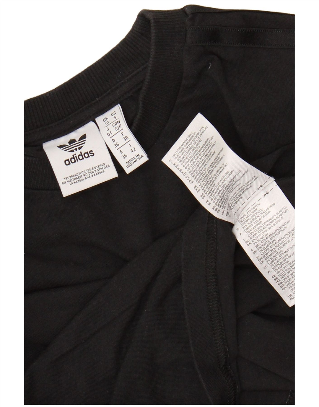 ADIDAS Dame Crop Top Langærmet UK 10 Small Black Bomuld