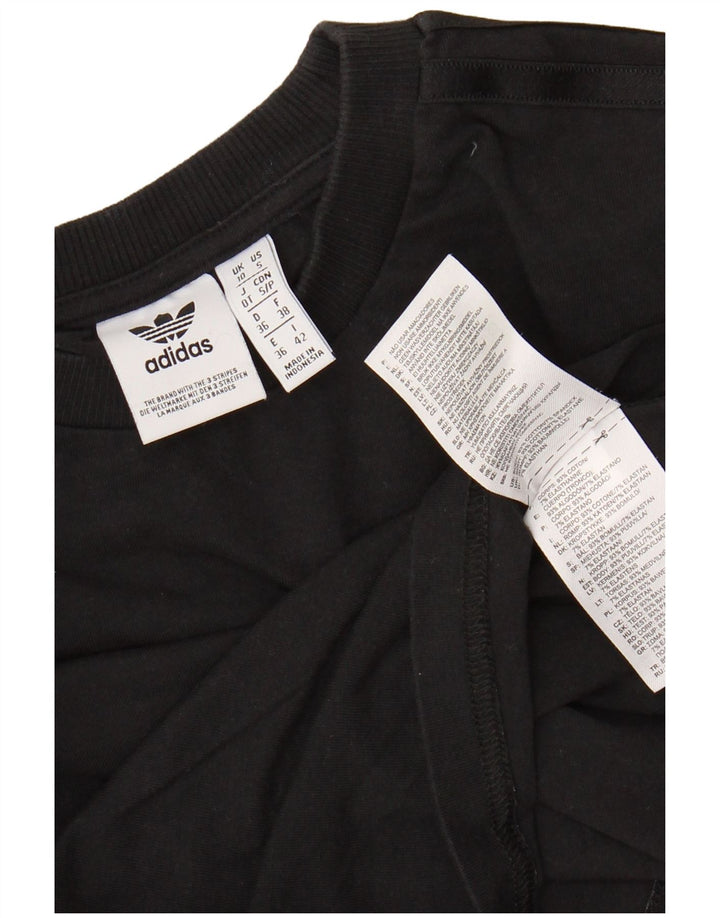 ADIDAS Dame Crop Top Langærmet UK 10 Small Black Bomuld