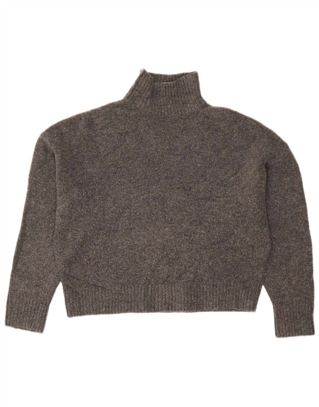 Zara Womens Crop Oversized Turtle Neck Jumper Sweater UK 10 Small Grey