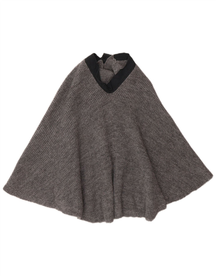 Vintage Dame Poncho Jumper UK 10 Small Grey Alpaca Uld