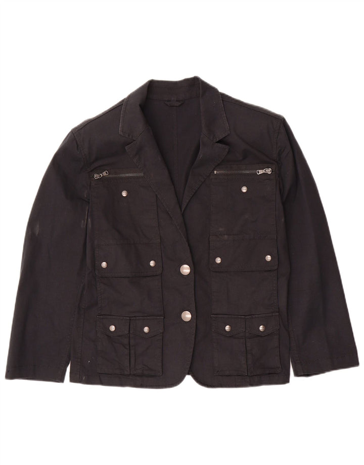 FAY Womens Utility Jacket IT 44 Medium Black Cotton