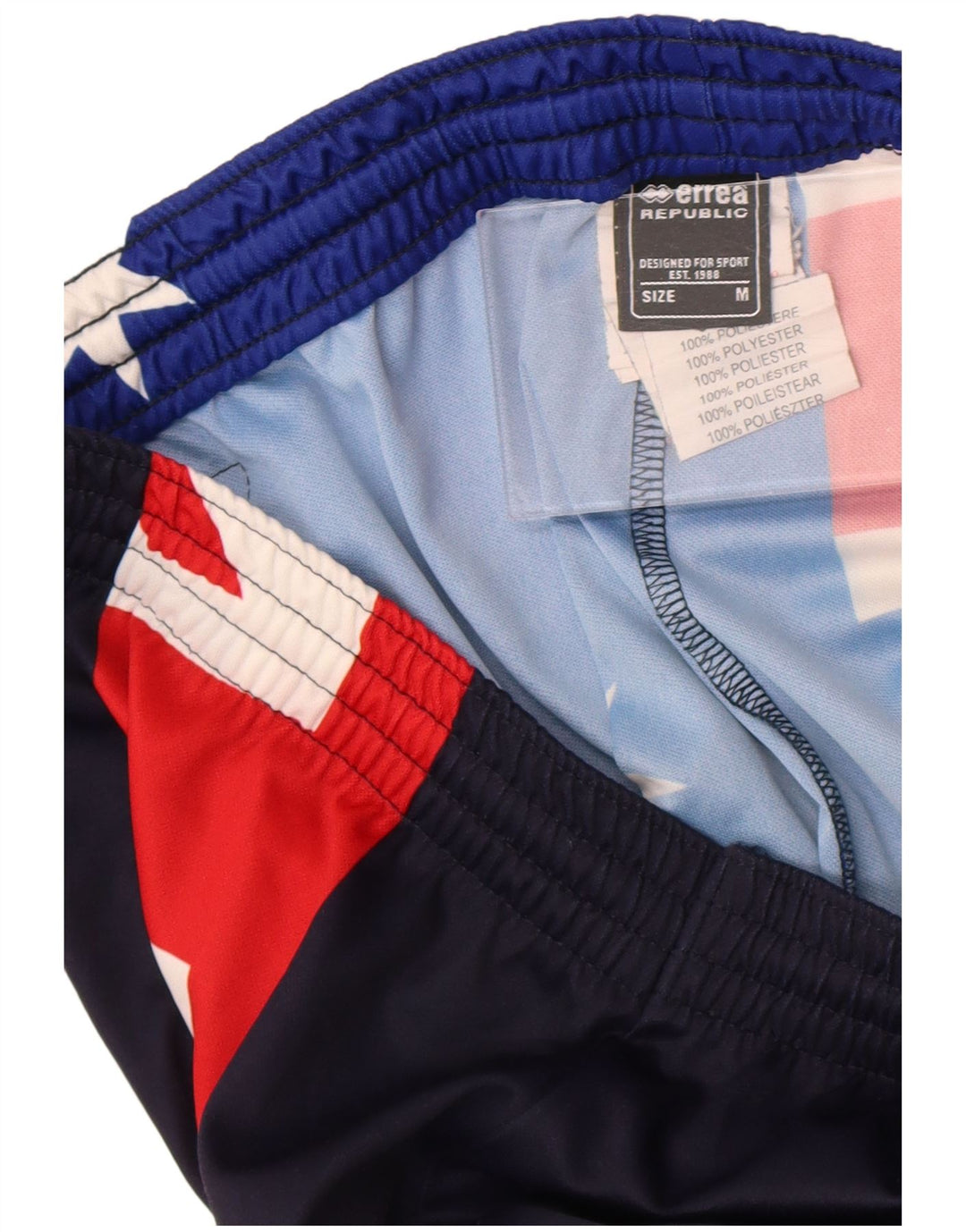 Errea Herre grafiske sportsshorts Medium Marineblå Colourblock Polyester