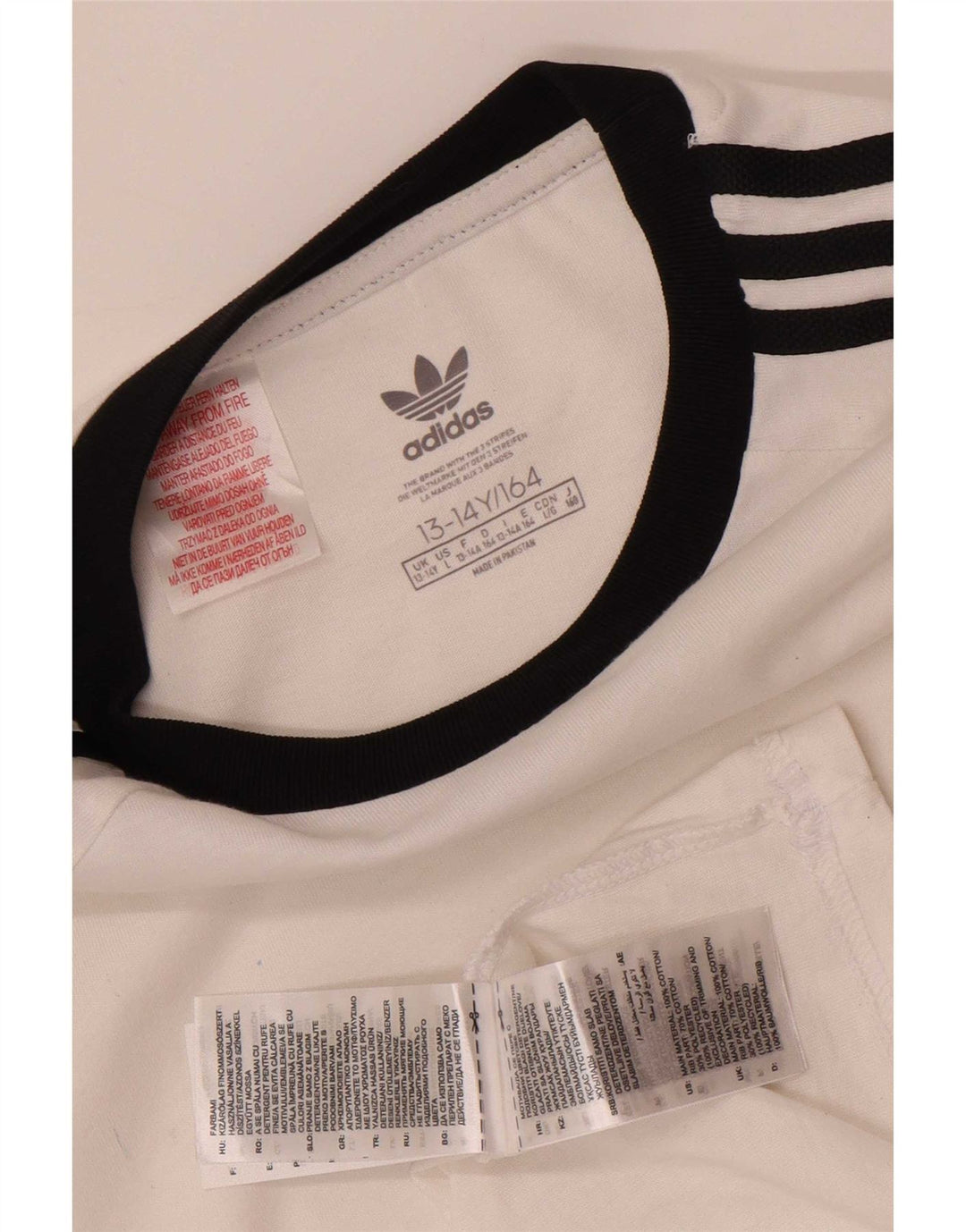 Adidas Boys T-Shirt Top 13-14 år Hvid Bomuld