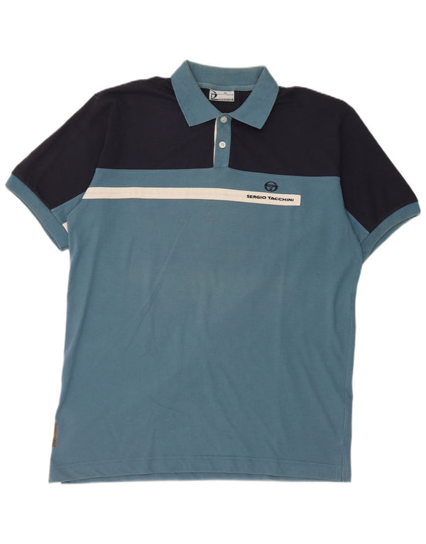 Sergio Tacchini Polo Shirt til mænd 2XL Blå Colourblock Bomuld