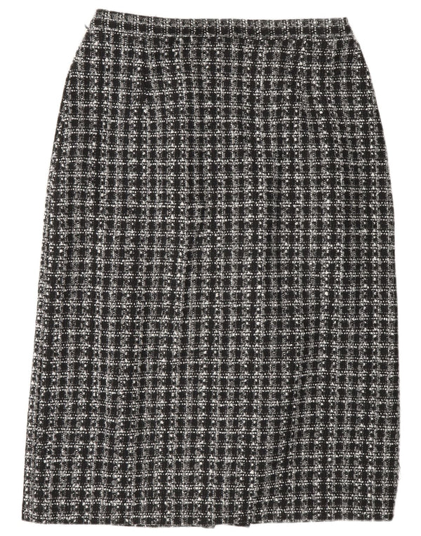 Klasse Womens Pencil Skirt UK 16 Large W32 Black Check Polyester