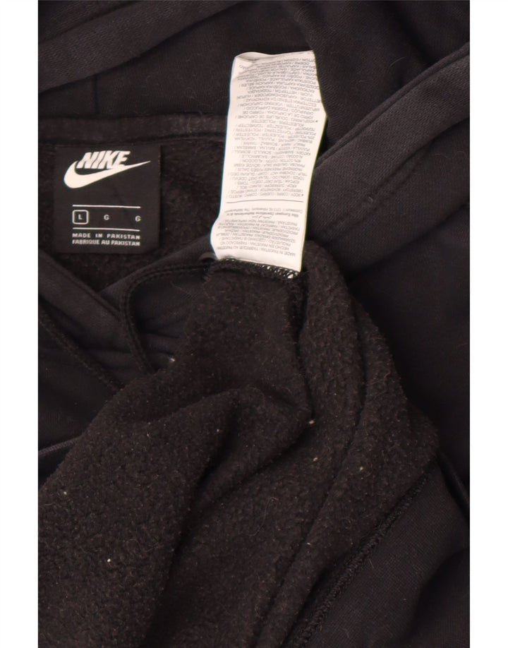 Nike Dame Oversized Hoodie Jumper UK 16 Large Black Bomuld