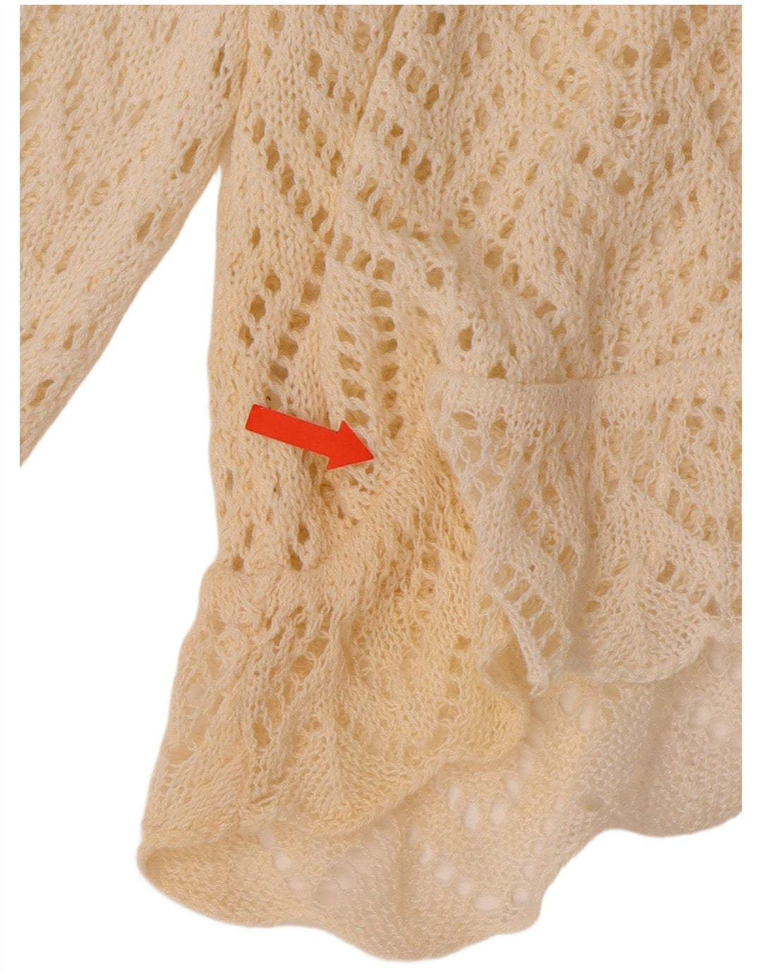 VINTAGE Womens Crop 3/4-ærmet hæklet cardigantrøje UK 18 XL Off White