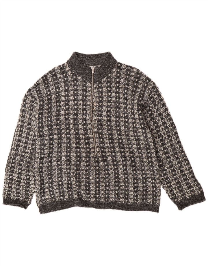 S.Moritz herre lynlås-hals sweater lille grå stribet