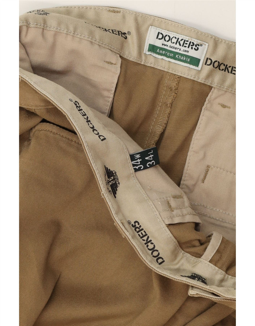 DOCKERS Herre Khakis Lige Casual Bukser W34 L30 Beige Bomuld