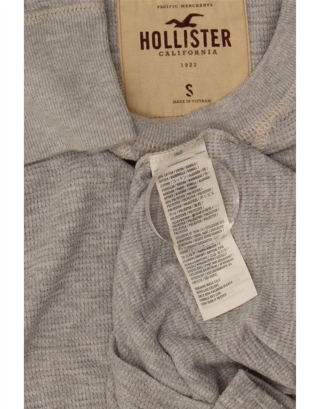 Hollister Herre Top Langærmet Lille Grå Bomuld