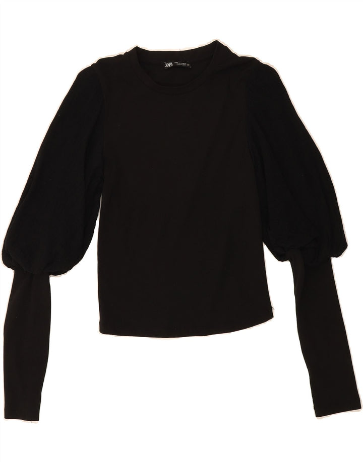 ZARA Womens Crew Neck Jumper Sweater UK 10 Small Black Viscose Vintage Zara and Second-Hand Zara from Messina Hembry 