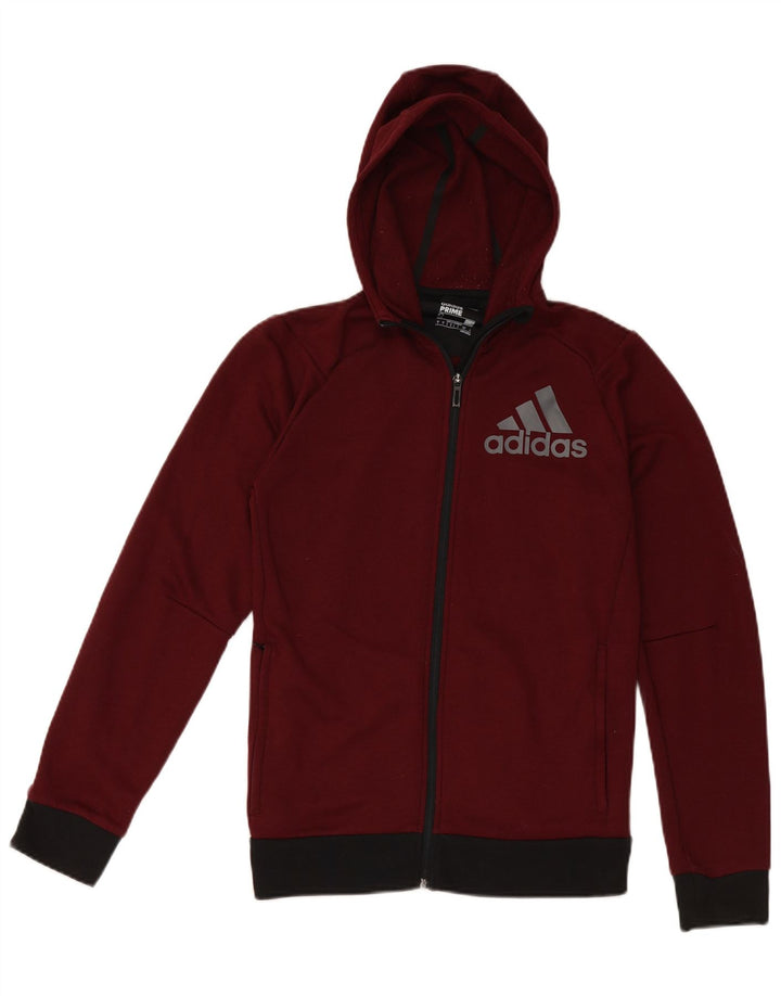 Adidas Herre grafisk hættetrøje med lynlås, lille bordeaux polyester