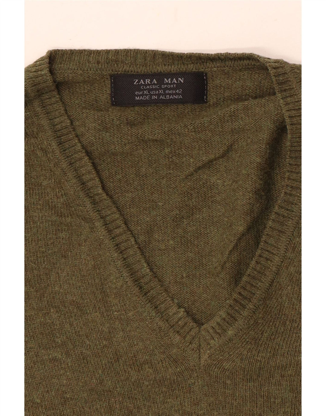 Zara Herre V-hals sweater XL Khaki