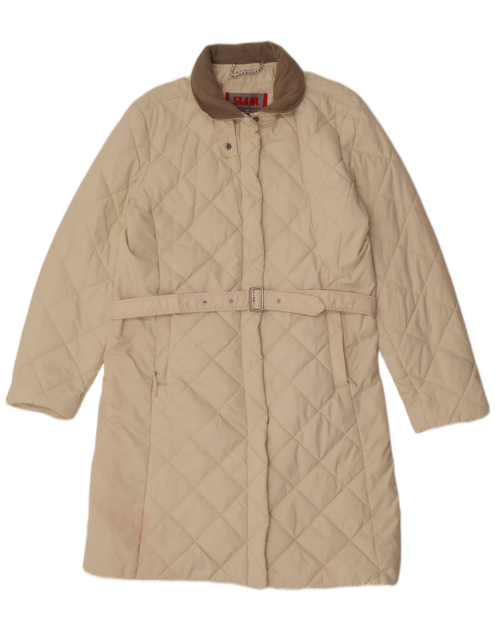 Slam Quiltet overfrakke til kvinder UK 16 Large Off White Colourblock