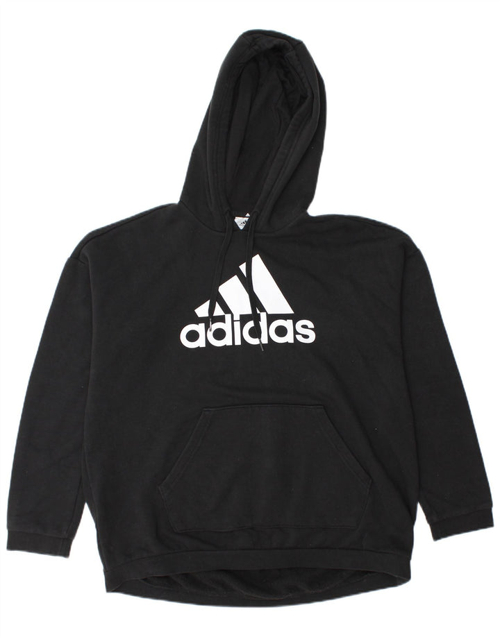 Adidas grafisk oversized hættetrøjetrøje til kvinder DK 12/14 medium sort bomuld