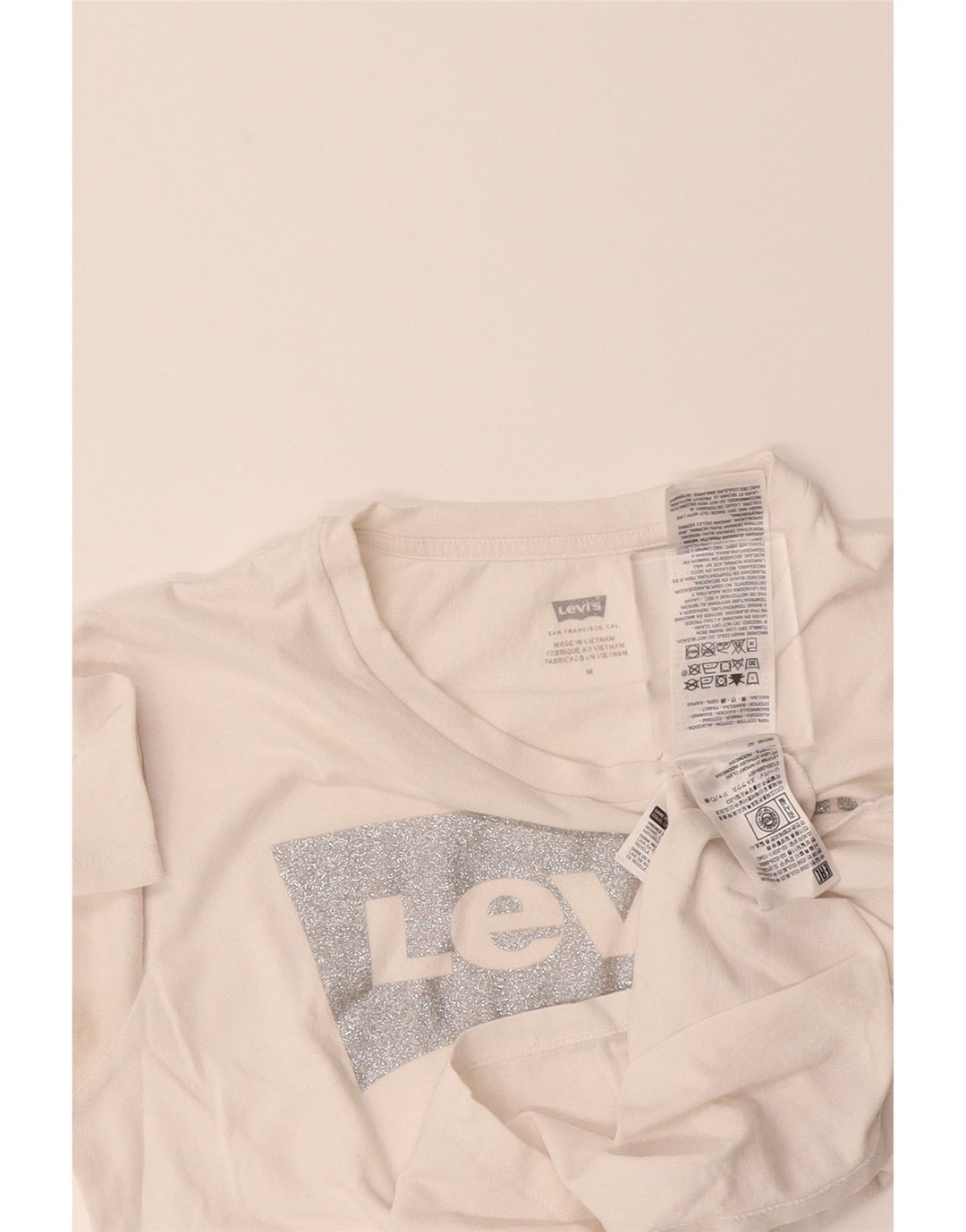 LEVI'S Womens Graphic T-Shirt Top UK 14 Medium White Cotton