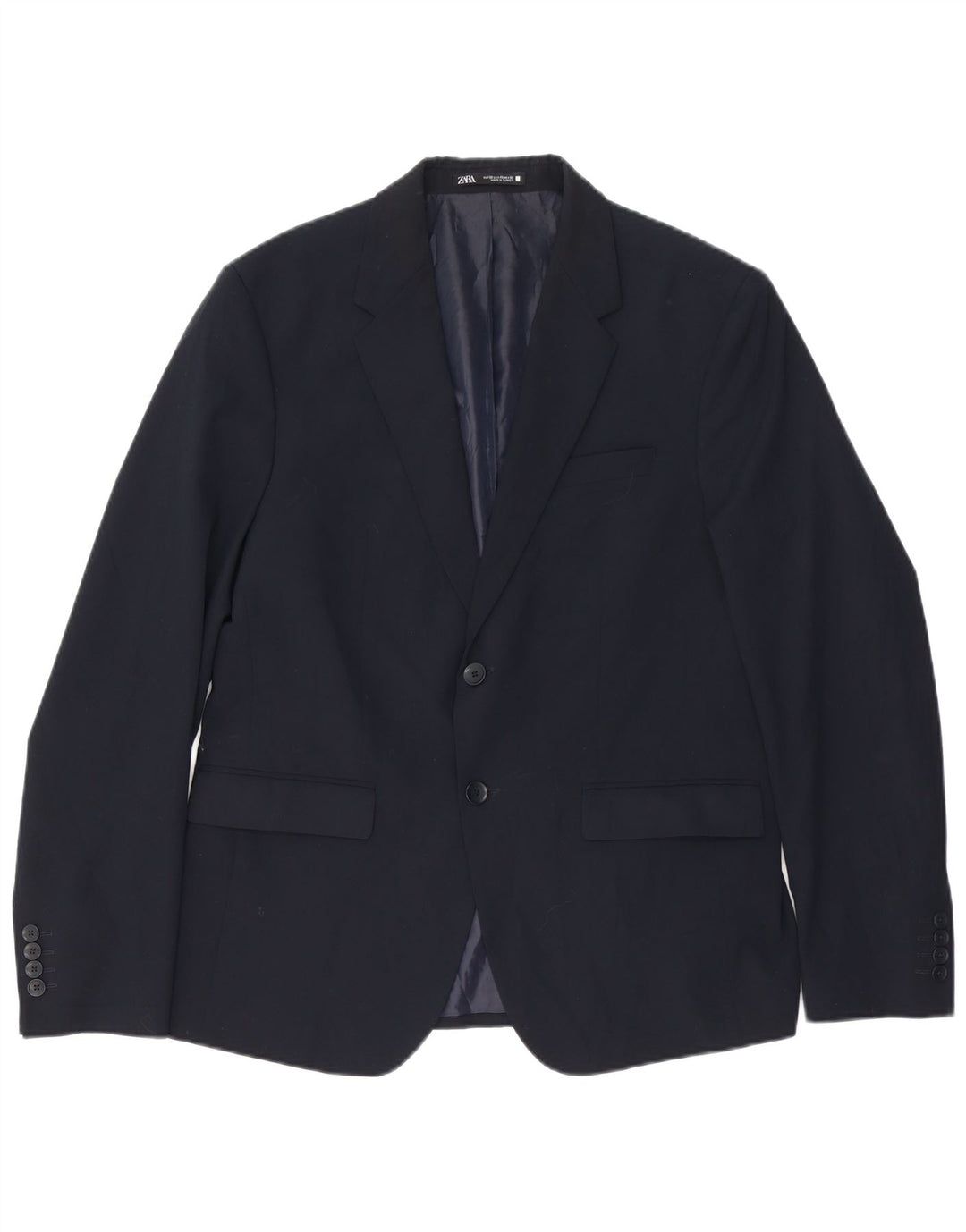 Zara Herre 2-knaps blazerjakke EU 52 Large Navy Blue