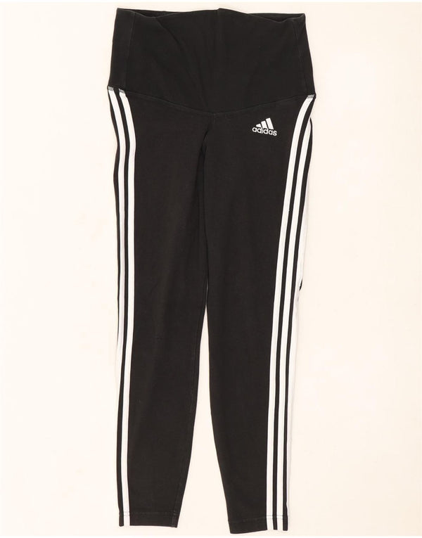 Adidas Dame Leggings UK 12/14 Medium Sort Bomuld