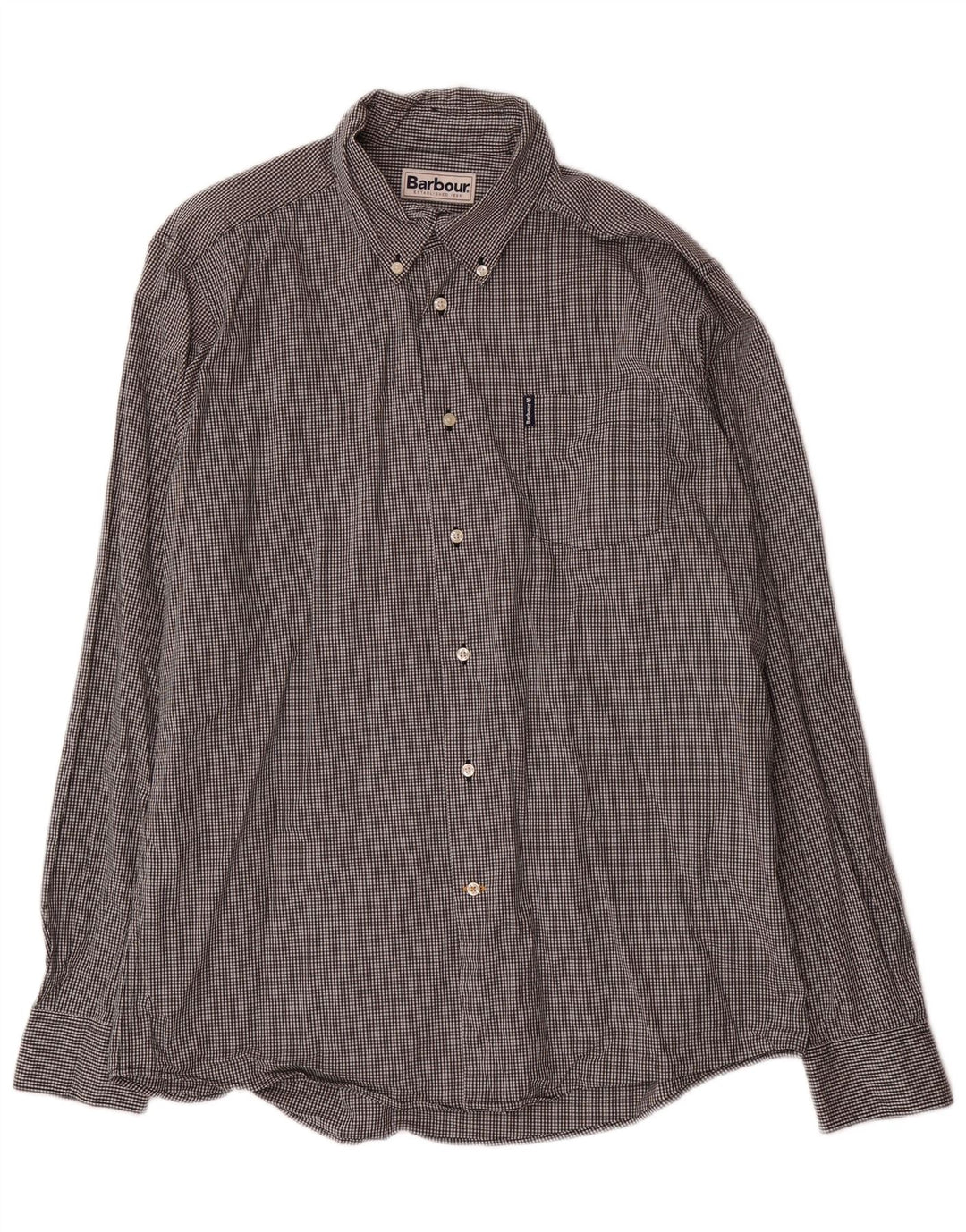 Barbour herre skræddersyet pasform skjorte stor sort Gingham bomuld