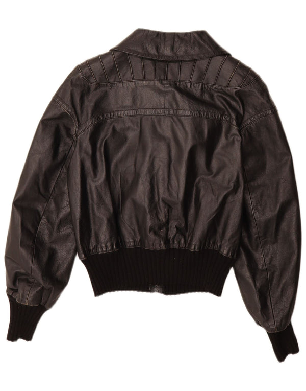 Vintage Pige Læderjakke 11-12 År XL Sort