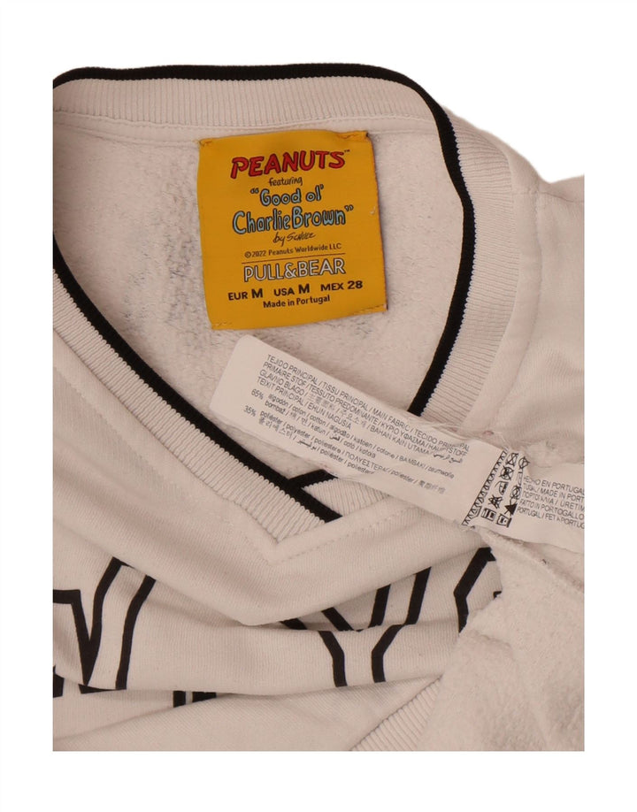 Pull & Bear Herre Peanuts Grafisk Sweatshirt Jumper Medium Hvid Colourblock