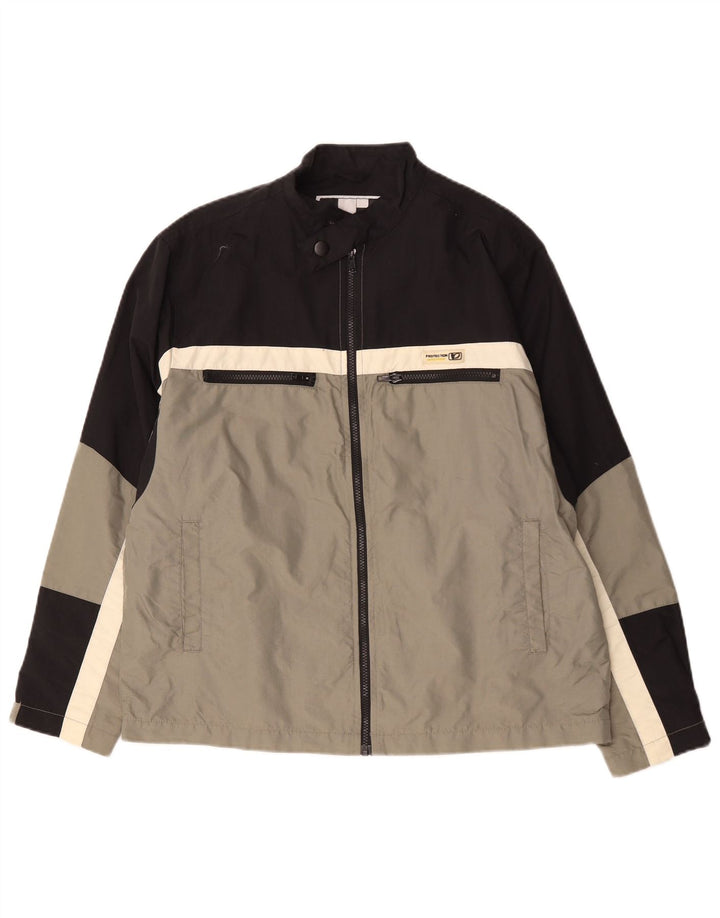 Vintage Herre Windbreaker Jacket UK 38 Medium Grey Colourblock Polyamid