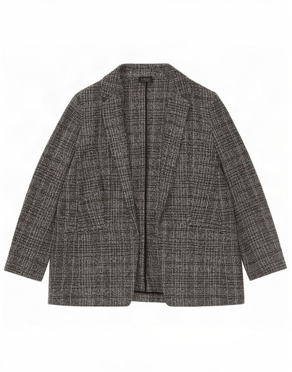 Marks & Spencer Womens Open Blazer Jacket UK 16 Large Black Plaid Polyester