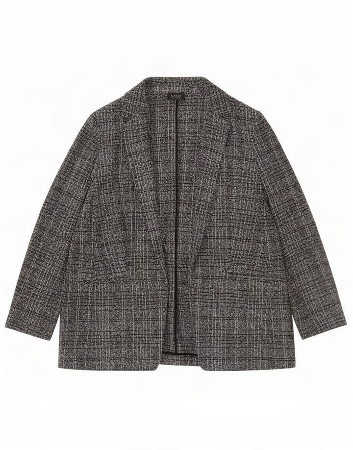 Marks & Spencer Womens Open Blazer Jacket UK 16 Large Black Plaid Polyester