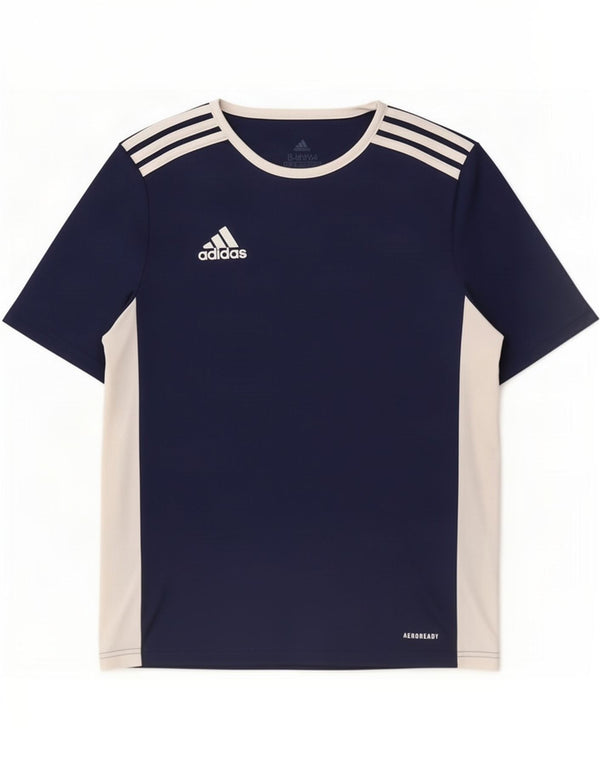 Adidas Boys Aeroready T-Shirt Top 13-14 år Navy Blue Colourblock