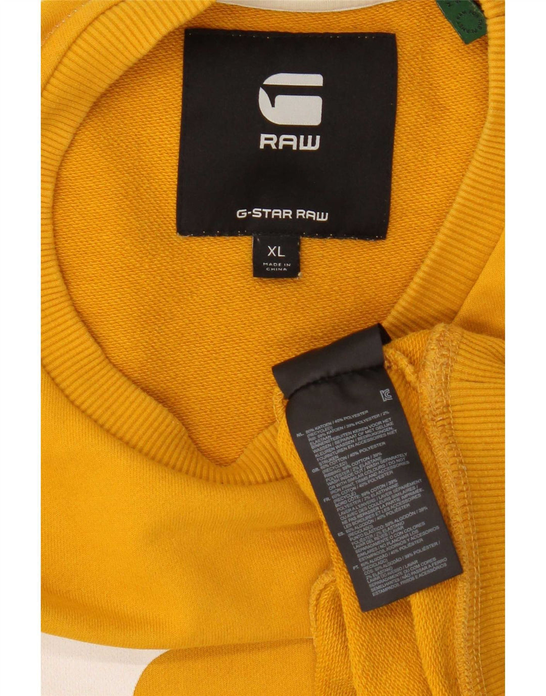 G-Star Herre Sweatshirt Jumper XL Gul Colourblock Bomuld