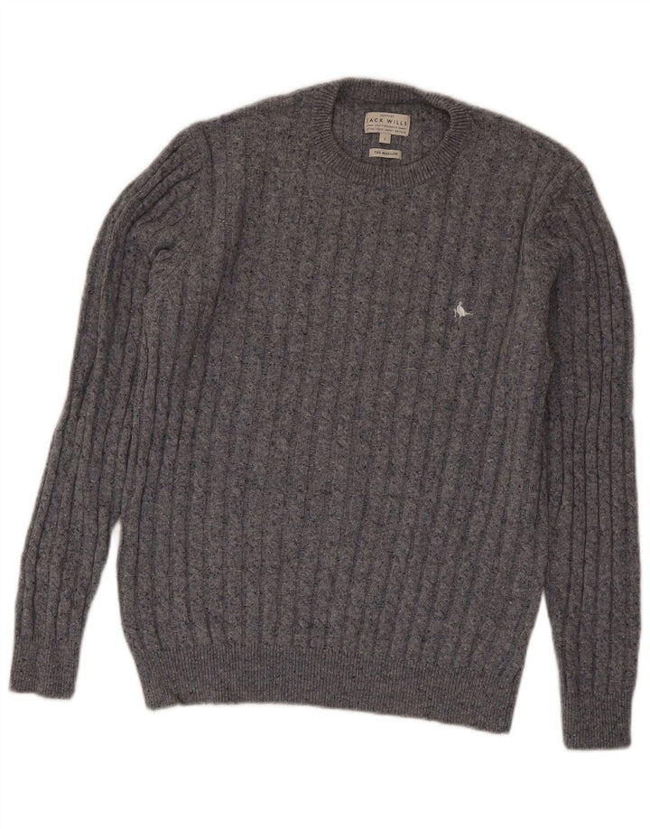 Jack Wills Herre Crew Neck Jumper Sweater Stor grå uld