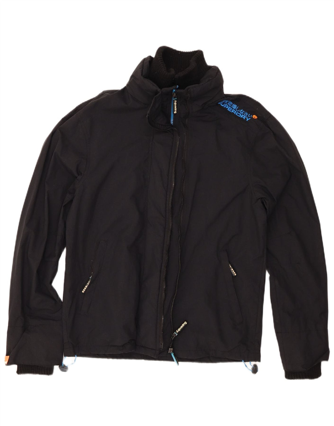 SUPERDRY Herre Windcheater Windbreaker Jacket UK 40 Stor Sort Nylon