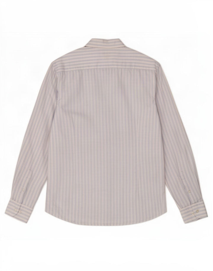 Massimo Dutti herreskjorte stor blå nålestribet linned