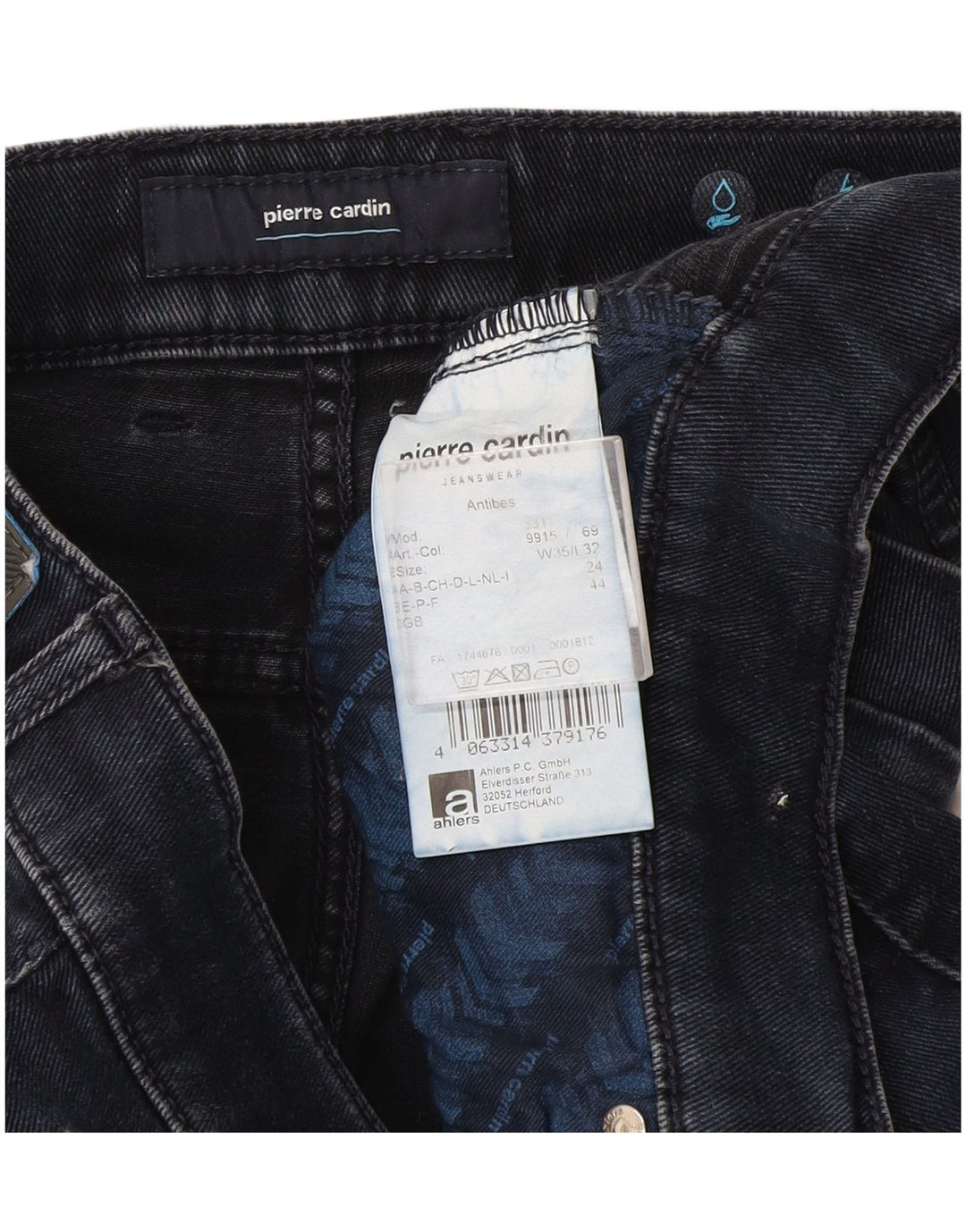 Pierre Cardin Herre Slim Jeans W35 L32 Marineblå Bomuld