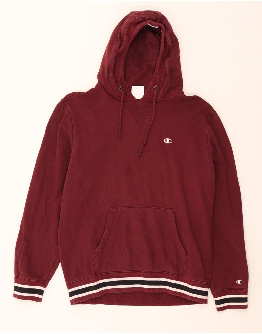 CHAMPION Mens Hoodie Jumper Large Maroon Cotton