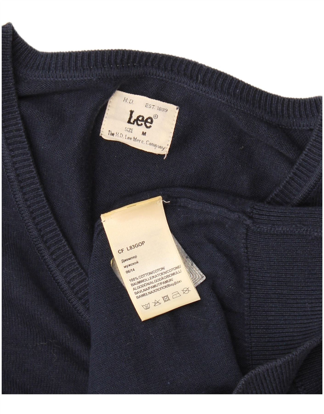 Lee Herre V-hals sweater Medium marineblå bomuld