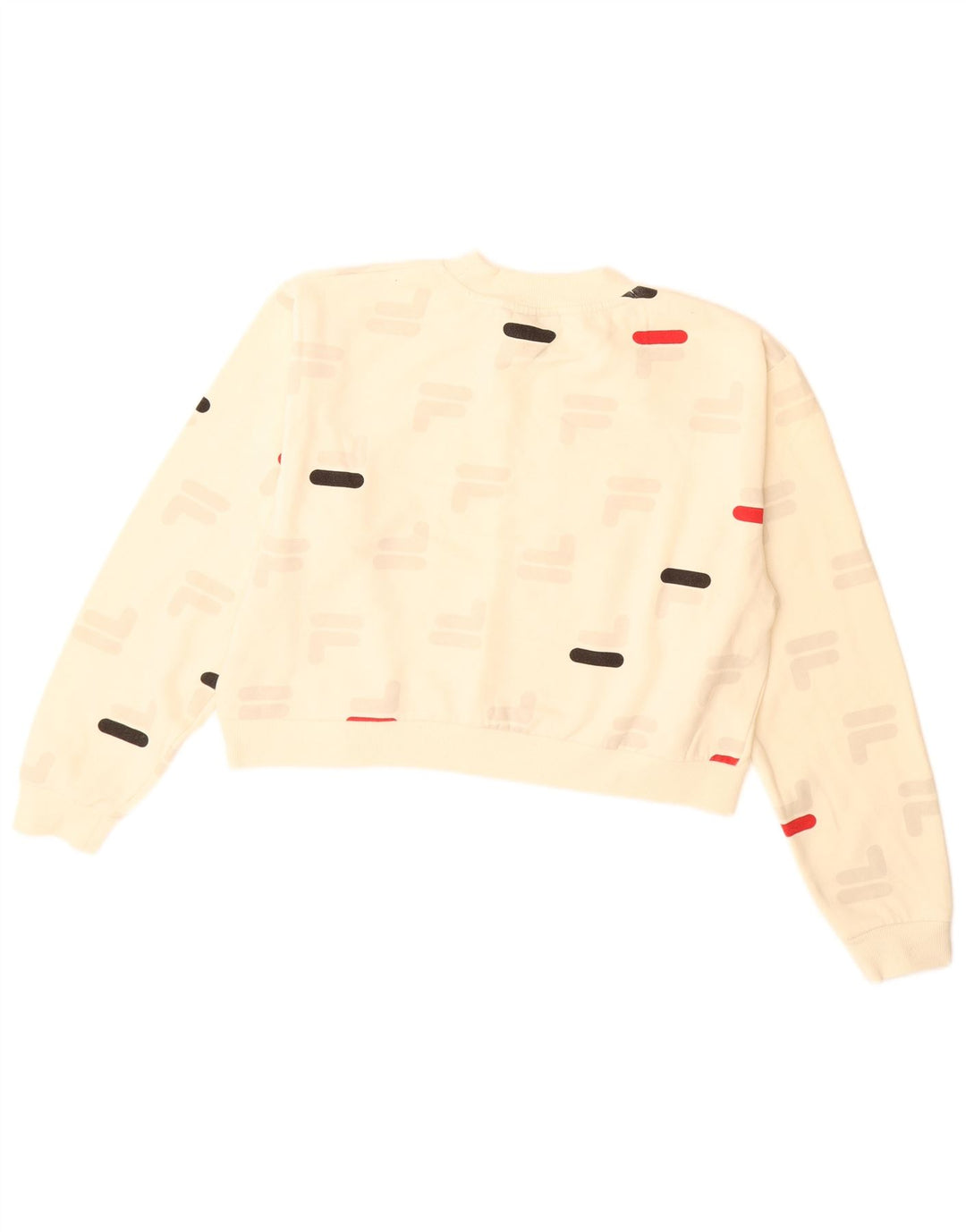 FILA Womens Crop Graphic Sweatshirt Jumper UK 16 Large Off White Polyester