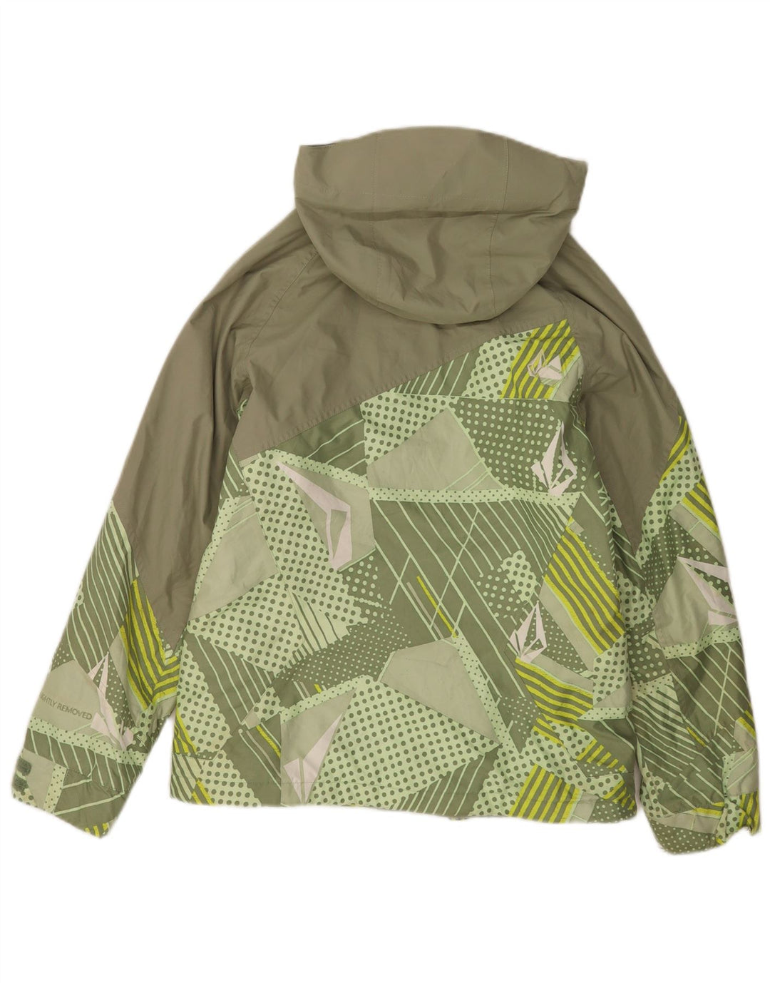 Volcom Herre Hooded Windbreaker Jacket UK 36 Small Green Geometric Polyester