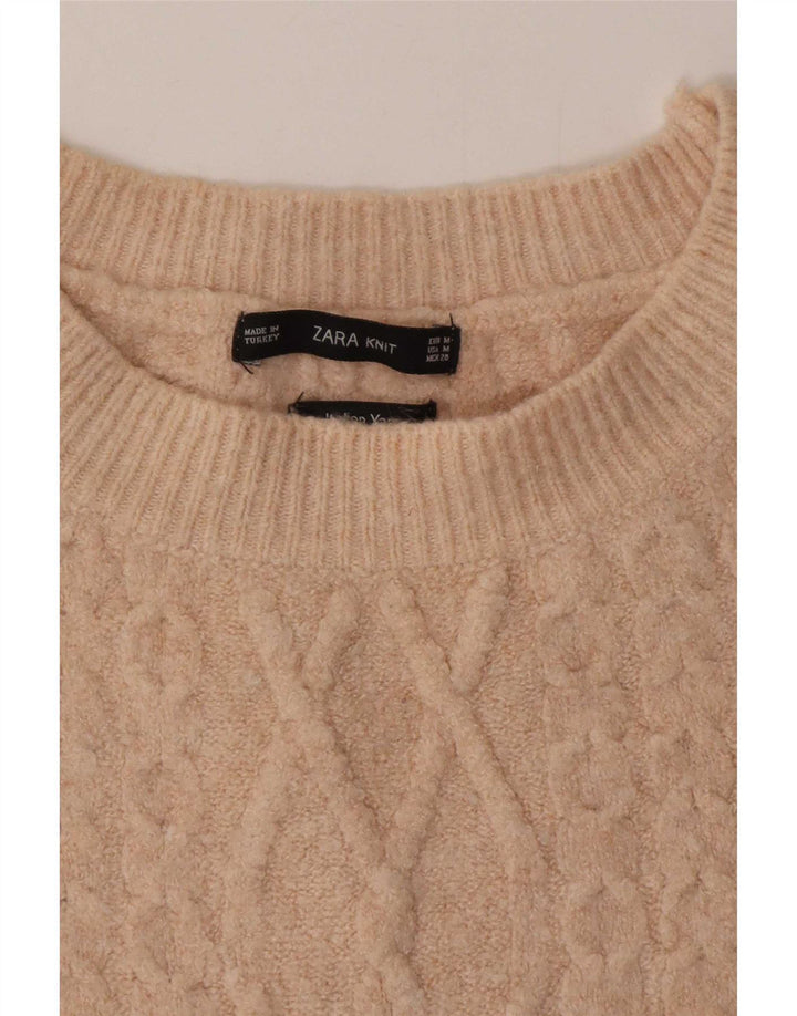 Zara Dame Longline Jumper Sweater UK 14 Medium Beige