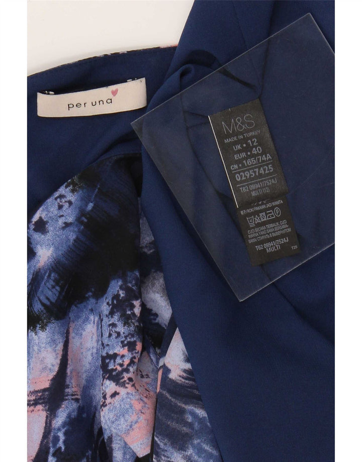 Marks & Spencer Kvinder abstrakt mønster A-line nederdel UK 12 Medium W32 Blå