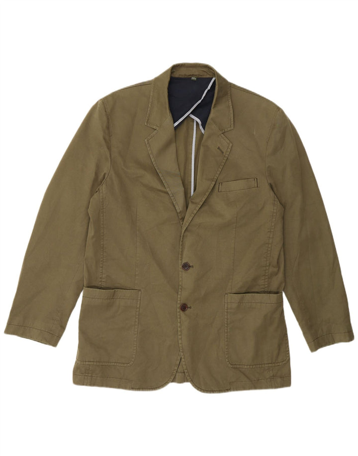 Orvis Herre 2 Button Blazer Jacket UK 40 Large Khaki Cotton